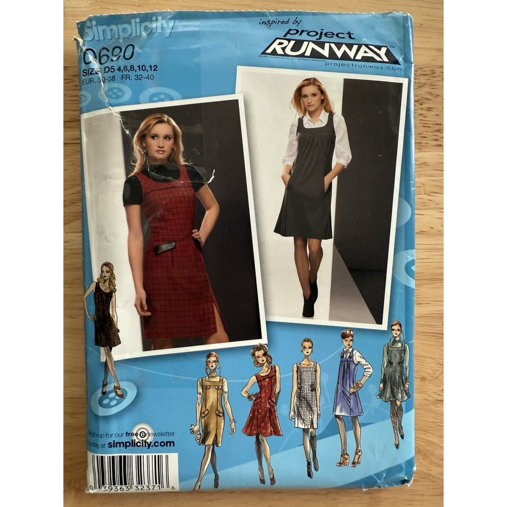 Simplicity 0690 Womens petite-able jumper Pattern Sz 4 6 8 10 12 project runway